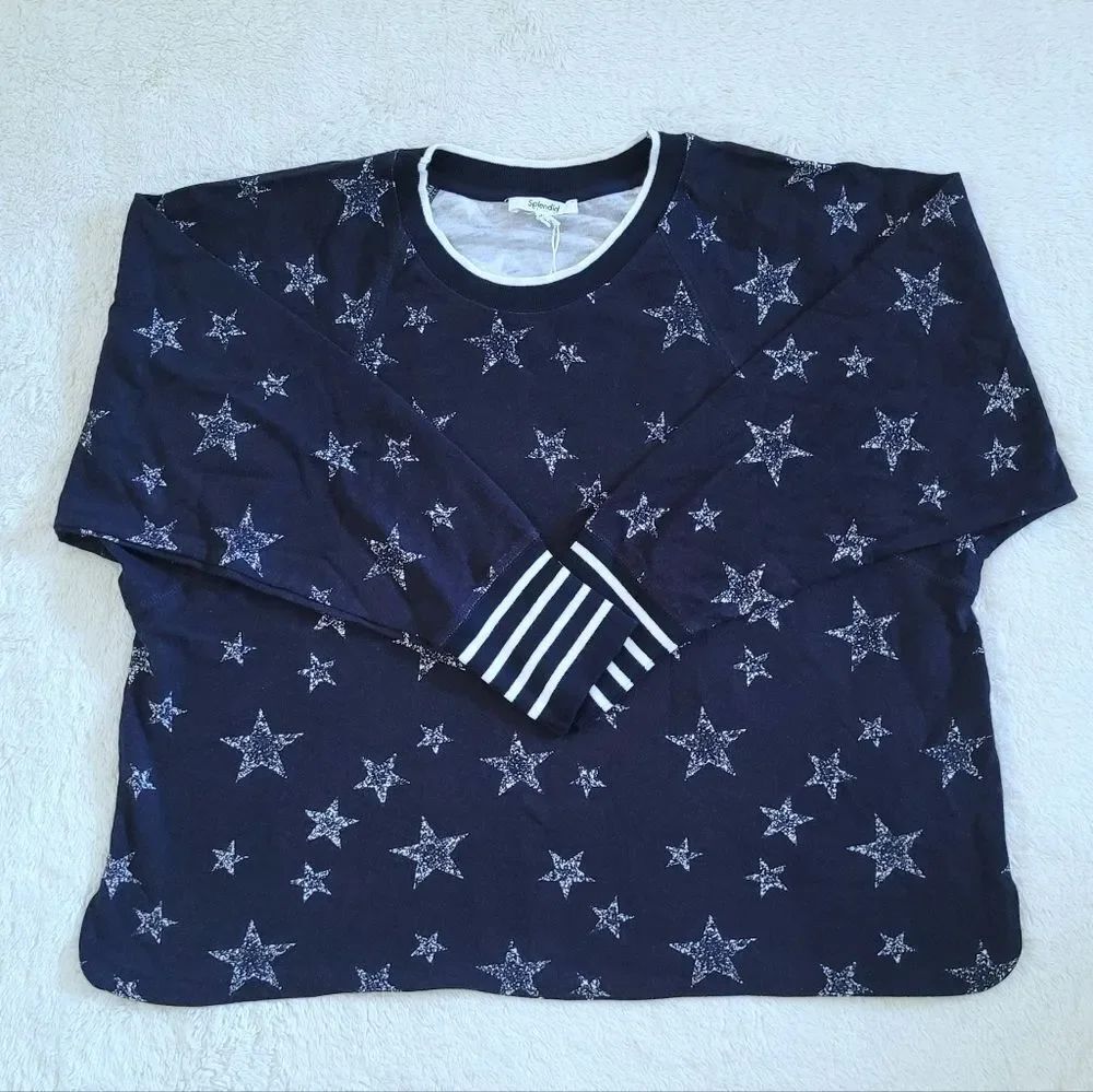 Splendid👍 "Heritage Star"⭐️ Print Pullover Sweater Top - NWT - Picture 11 of 15